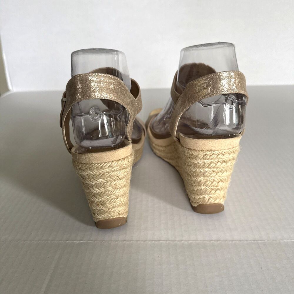 Kenneth Cole Reaction Women's Card Wedge Espadrille Sandals Size 8 Metallic Gold - Picture 3 of 10